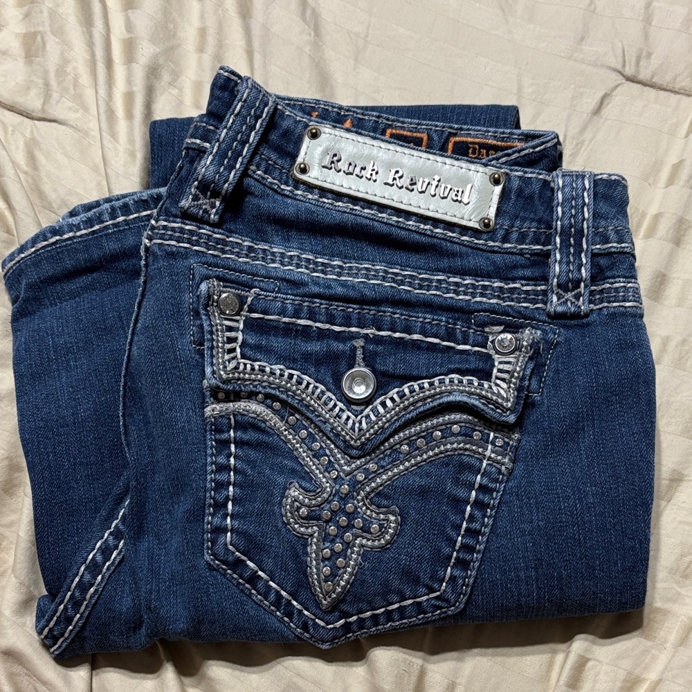 Rock Revival Women's Dark Blue Embellished Jeans